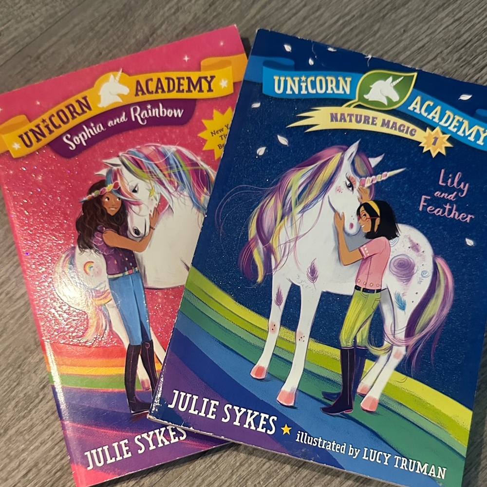 Unicorn Academy Kids Book Set - Pink and Blue